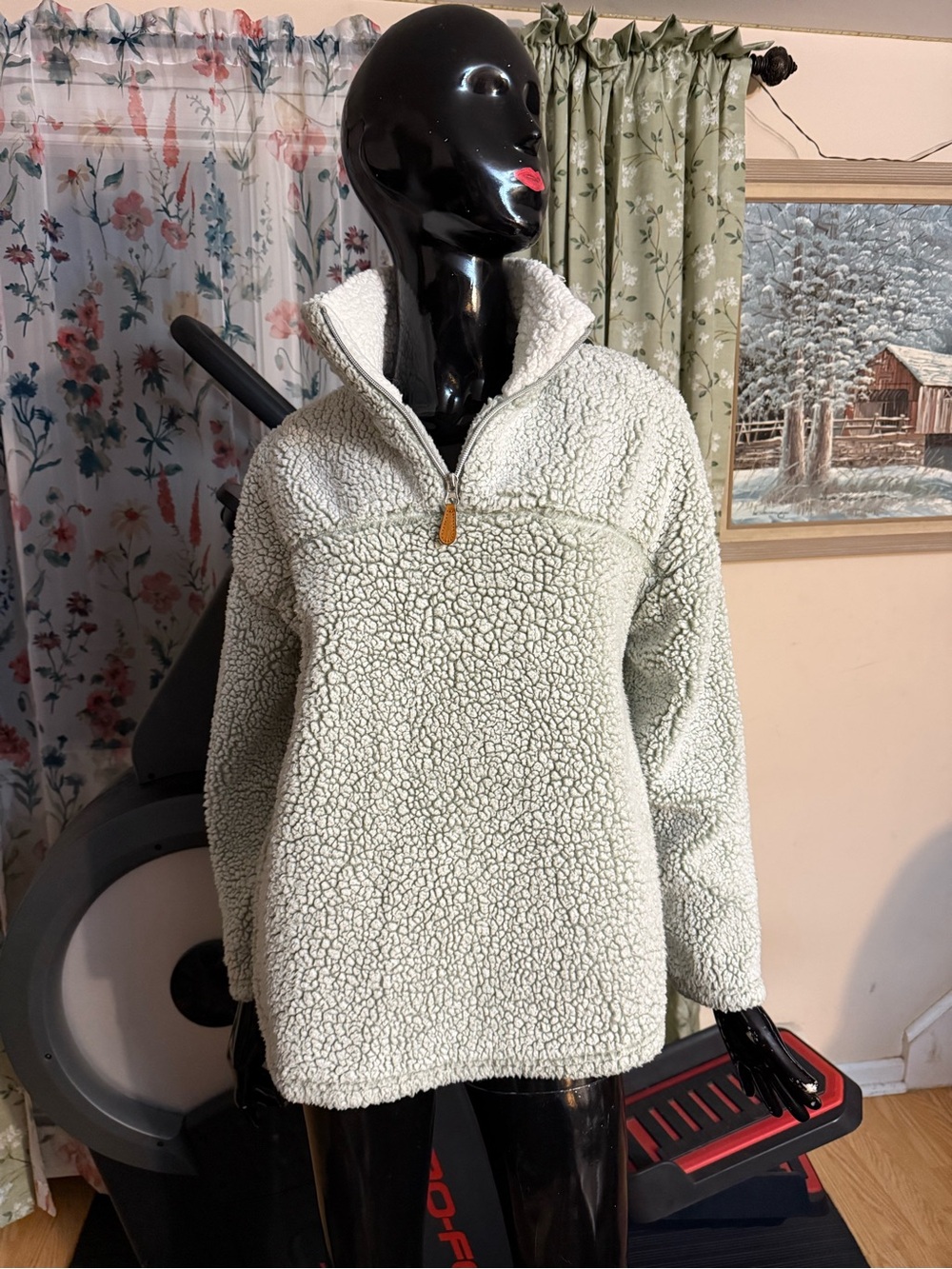 Sherpa Half-Zip Teddy Jacket in Cream